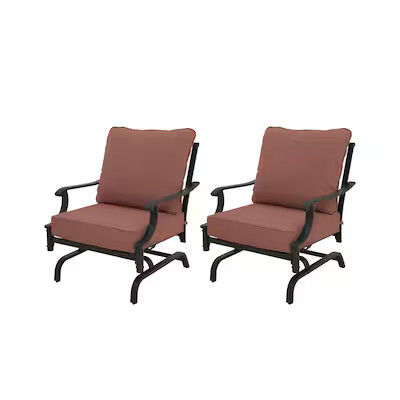 allen + roth Thomas Lake Set of 2 Grey Steel Frame Conversation Chair with Red Cushioned Seat | Lowe's