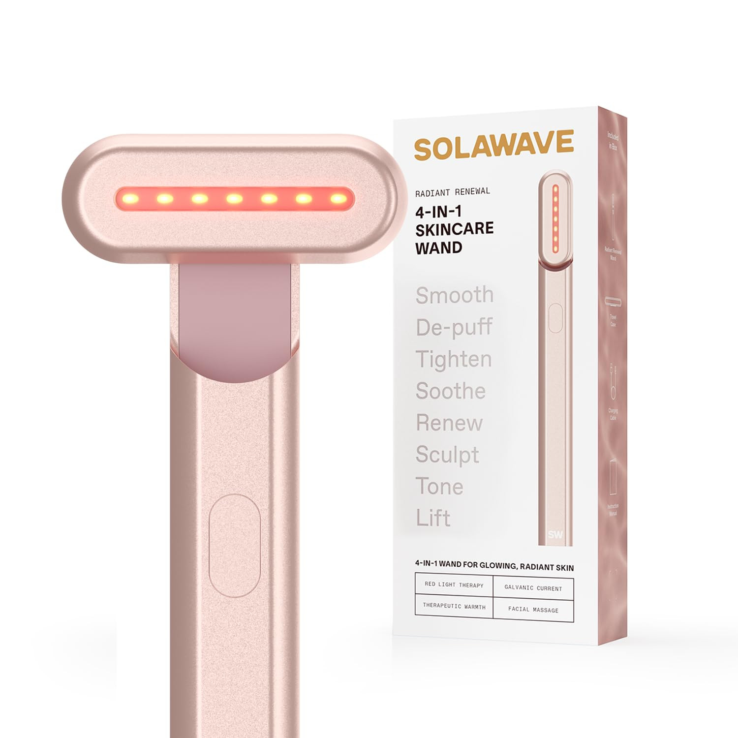 Solawave 4-in-1 Red Light Therapy Wand for Face & Neck | Beauty Device with Galvanic Current, Mas... | Amazon (US)