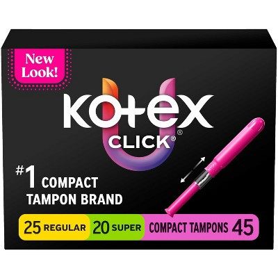 Kotex Click Compact Tampons -  Multipack -  Regular/Super -  Unscented - 45ct | Target