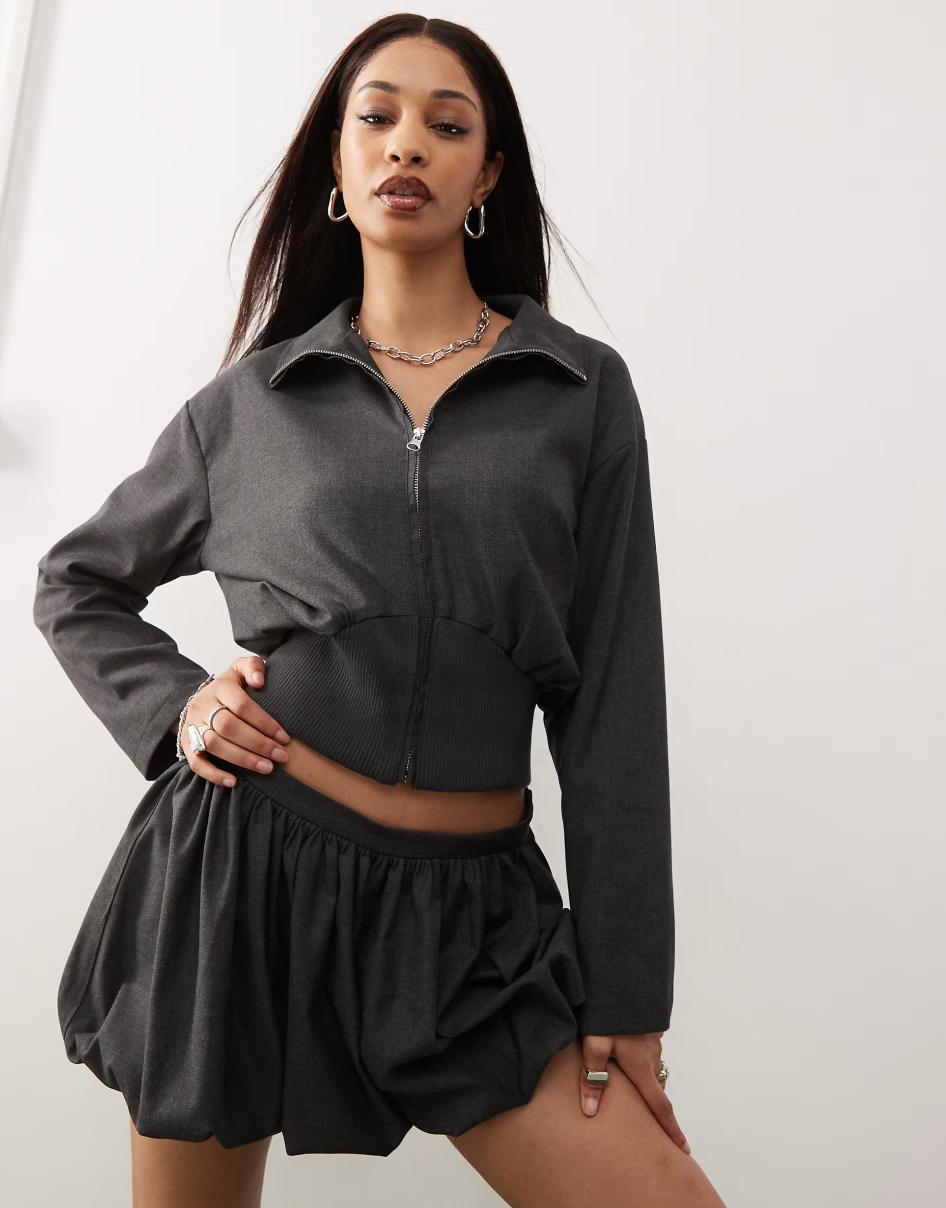 COLLUSION tailored hybrid jacket in charcoal | ASOS (Global)