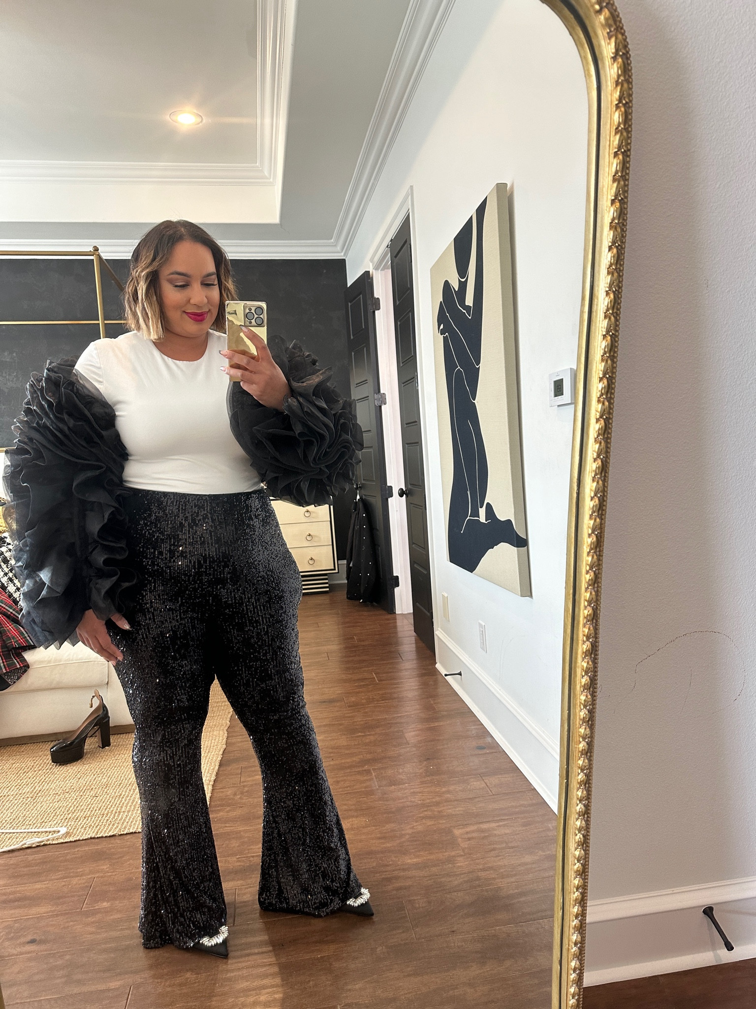 Love this fabulous bolero from Anthropologie.. i paired it with some sequin flares from show me your mumu. Walmart has a pair of sequined pants also. 

#LTKHoliday #LTKplussize #LTKstyletip