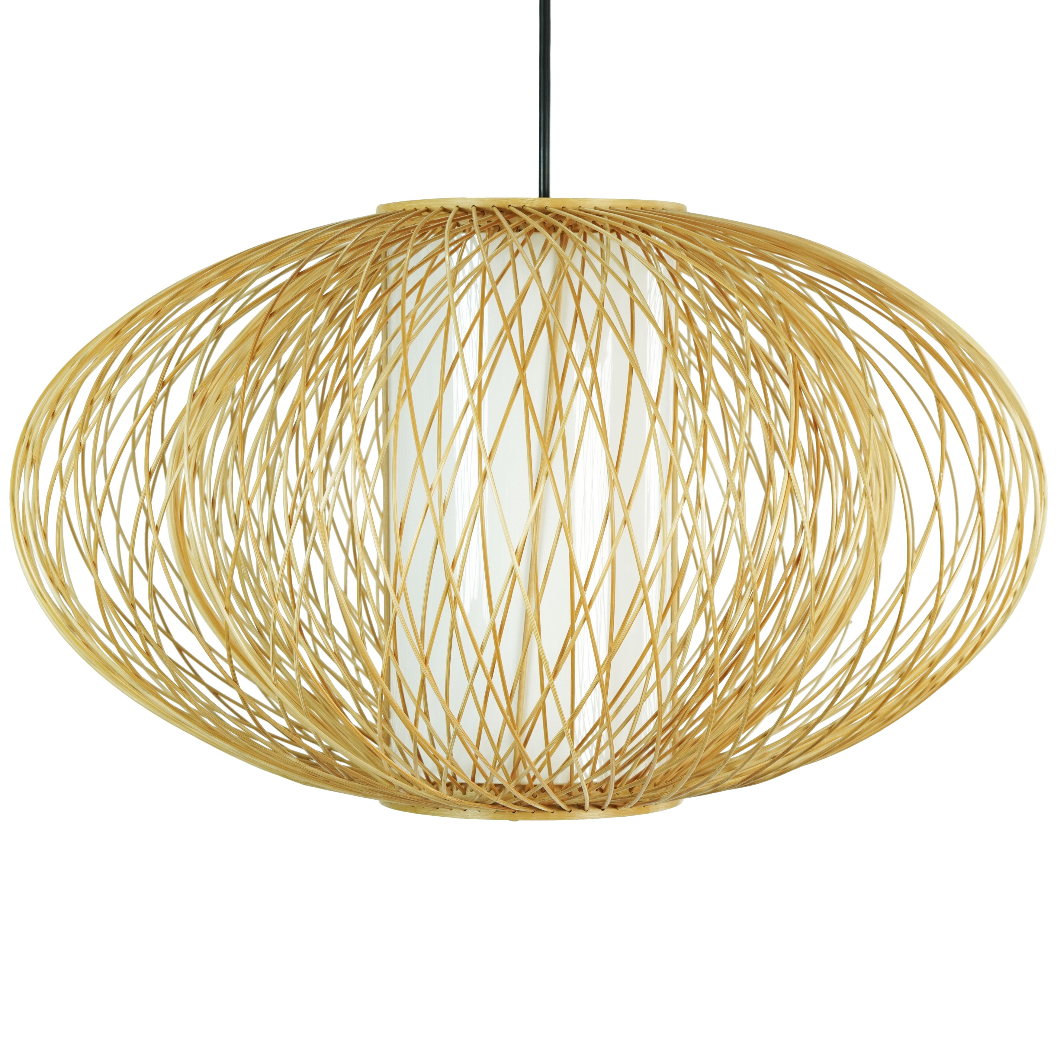 Handmade Modern Round Bamboo Wicker Rattan Lamp Hanging Light Shade | Bed Bath & Beyond