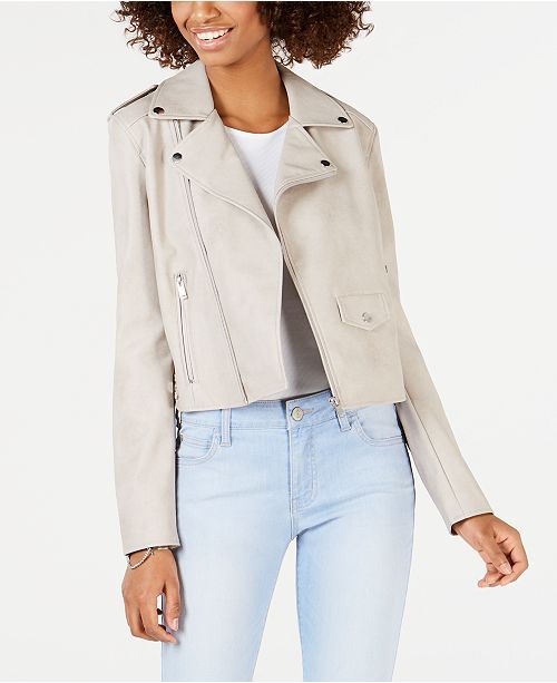 CoffeeShop Juniors' Faux-Leather Moto Jacket & Reviews - Coats - Women - Macy's | Macys (US)