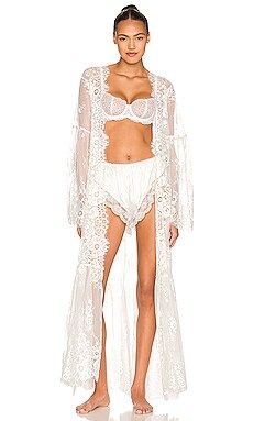 homebodii Georgina Long Lace Robe in White from Revolve.com | Revolve Clothing (Global)