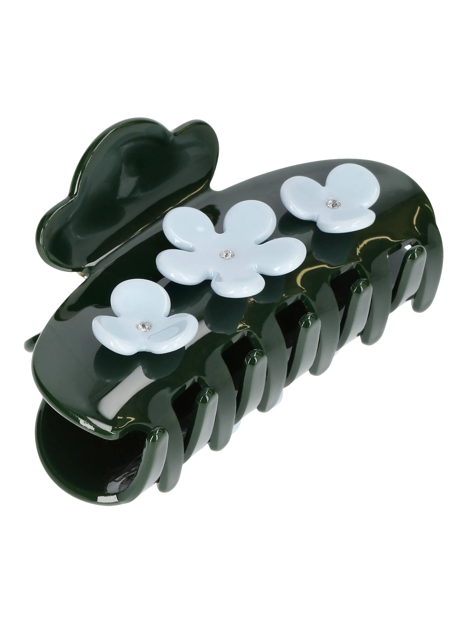 No Boundaries Acrylic Flower Claw Clip, Green/Blue, Women's | Walmart (US)