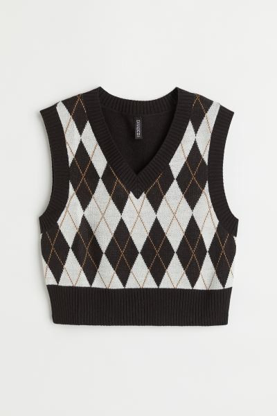 Pull sans manches en maille jacquard | H&M (FR, IT, ES, PT, BE)