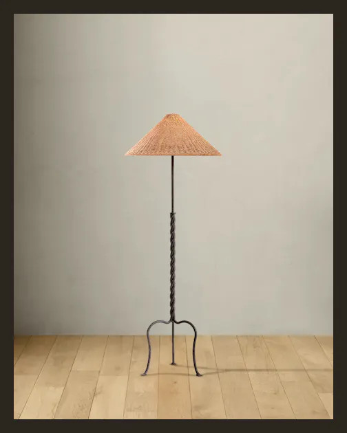 Payton Floor Lamp - Black Iron / Natural 23.5W x 64H x 23.5D | Joon Loloi