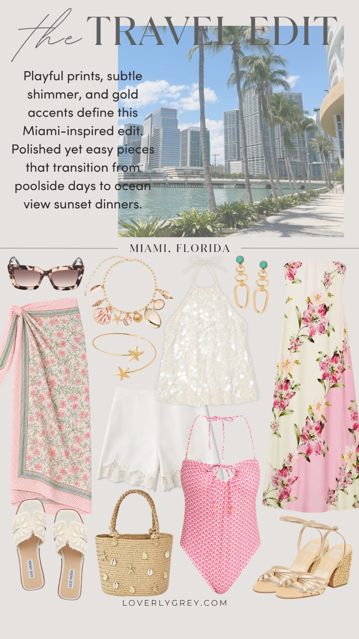 Miami vacation wardrobe! I love all of these finds, so perfect for day to night looks for your next trip! This color palette is so good.
Super affordable pieces
as well!

Loverly grey, Miami resort wear, floral maxi dress, shell top, pareo, one piece swim, lace trim shorts, affordable vacation style findss

#LTKSwim #LTKSeasonal #LTKTravel