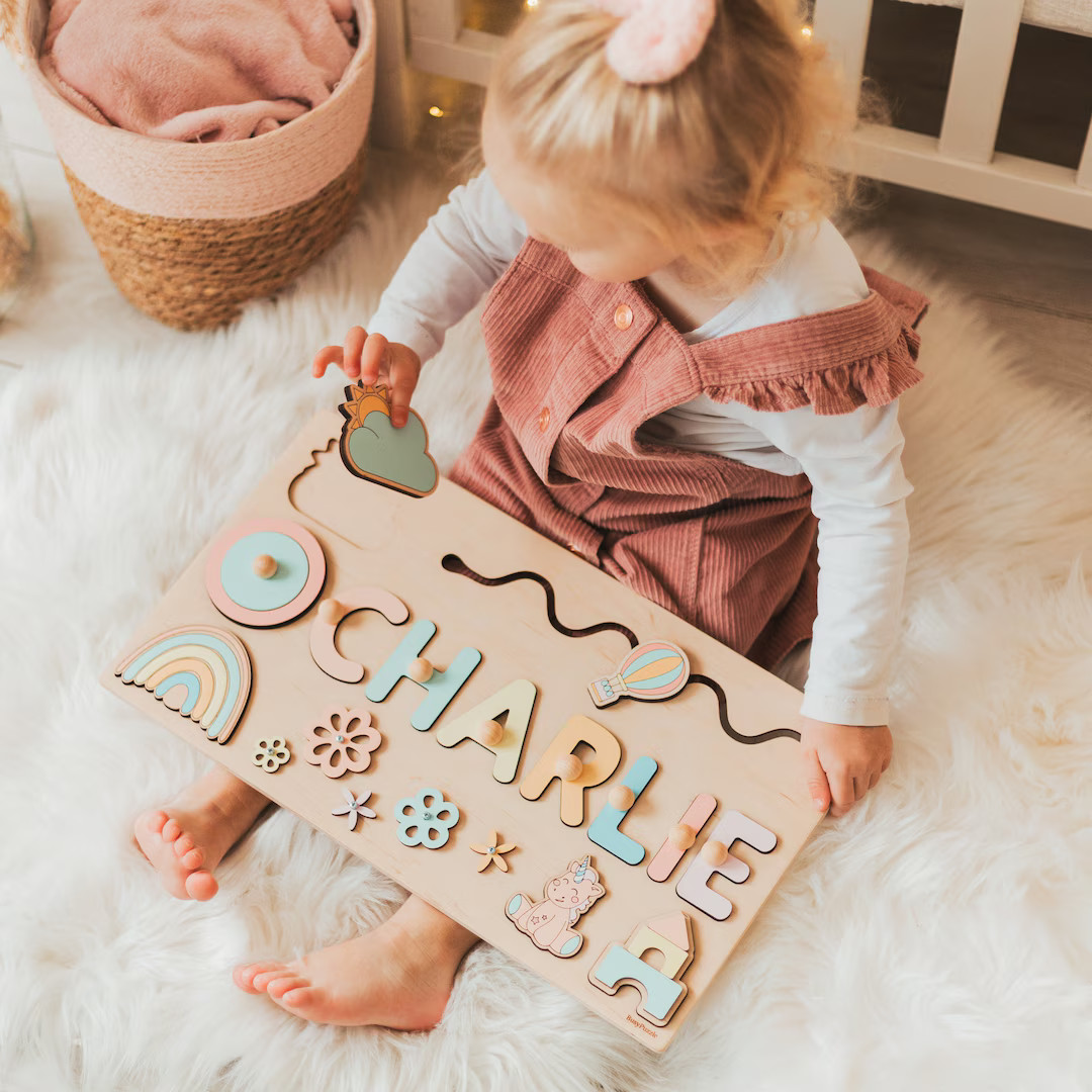 Baby Busy Board, Montessori Toys, Name Puzzle Toddler, Personalized Gifts, 2 Years Old Girl, Birt... | Etsy (US)