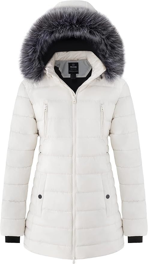 wantdo Women's Warm Winter Coat Heavy Puffer Jacket Parka with Fur Trimmed Hood | Amazon (US)