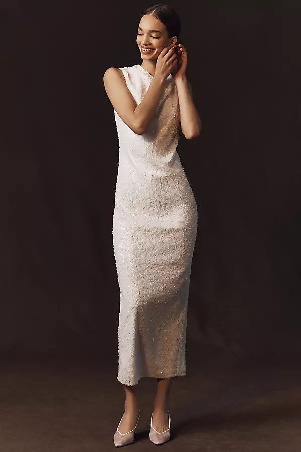Anthropologie Weddings x Shona Joy Illusion Sequin Cowl-Neck Slim Midi Dress | Anthropologie (US)