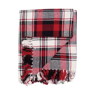 C&F Home 50" x 60" Fireside Plaid Red & Black Woven Fringe Accent Throw | Belk