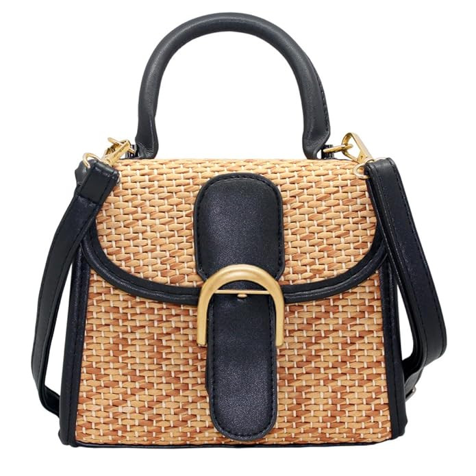 Boshiho Retro Straw Woven Handbag Womens Cross Body Bag Shoulder Messenger Satchel | Amazon (US)