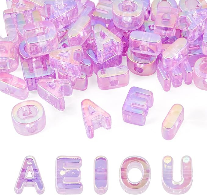 Beadthoven 50Pcs Purple Big Letter Beads Large Hole Chunky Big Alphabet Acrylic Beads Crystal Cha... | Amazon (US)