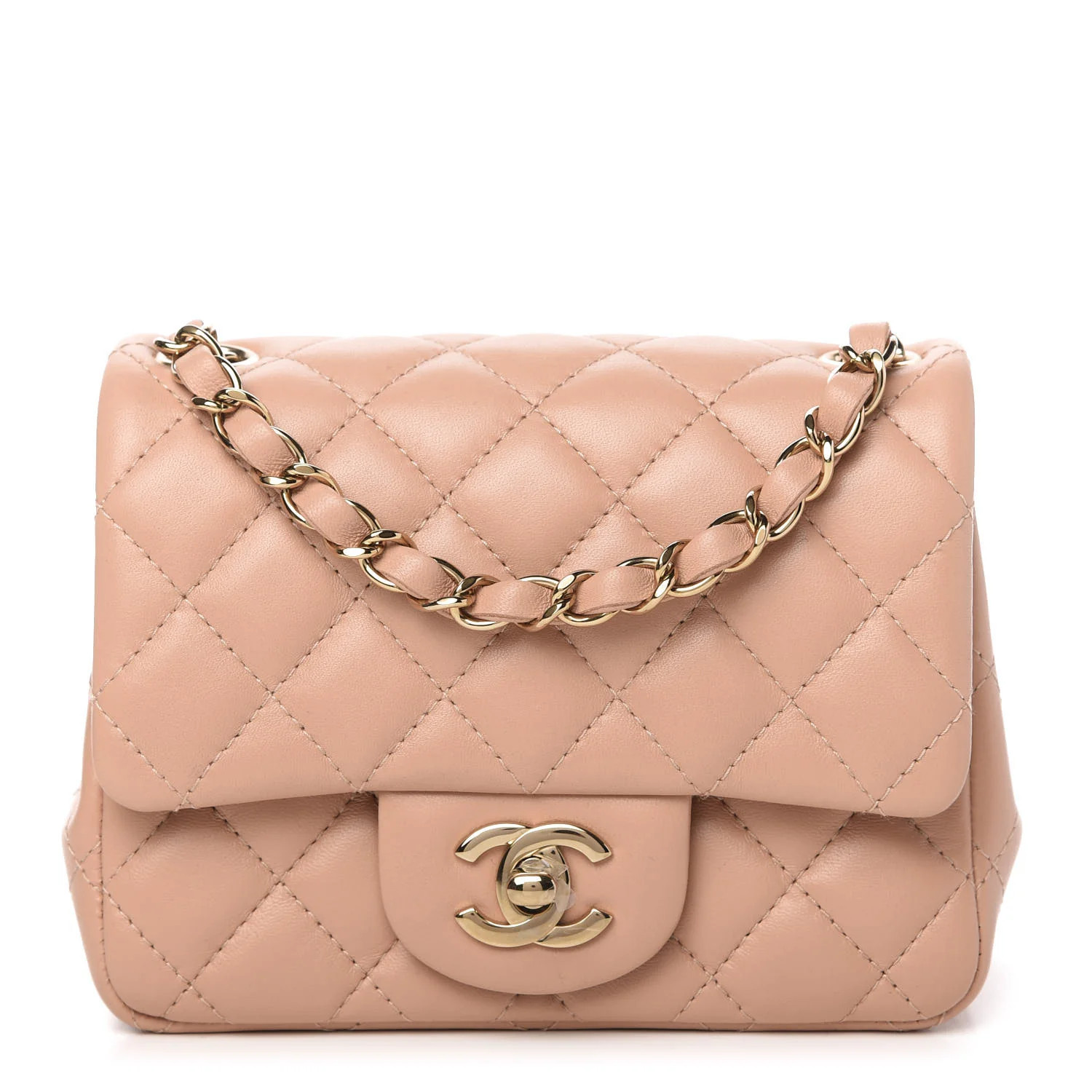 CHANEL Lambskin Quilted Mini Square Flap Beige | FASHIONPHILE | Fashionphile