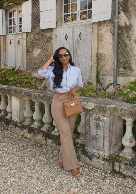 Loving this preppy ootd for exploring France!

Trousers, fall outfit, women’s button up, sandals, sunglasses, purse, fall style

#LTKSeasonal #LTKstyletip #LTKfindsunder100