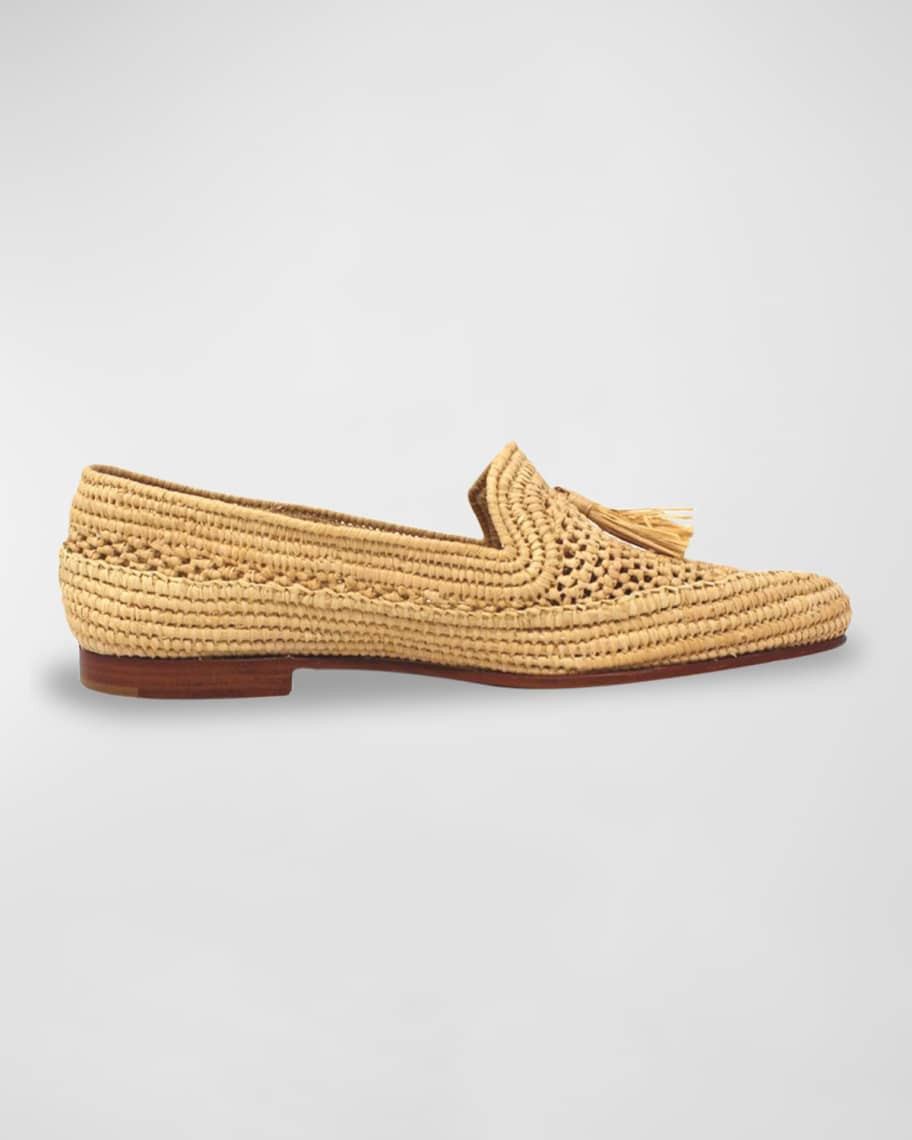 Carrie Forbes Mokka Raffia Tassel Loafers | Neiman Marcus