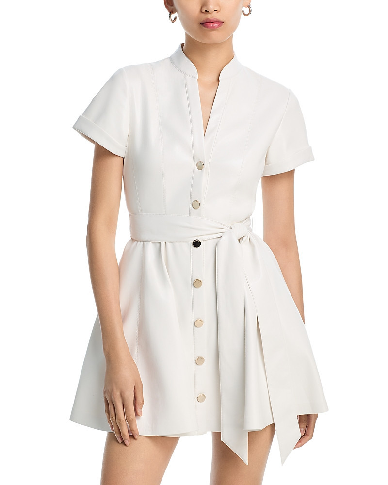 Alice and Olivia Lucy Faux Leather Short Sleeve Mini Dress | Bloomingdale's (US)
