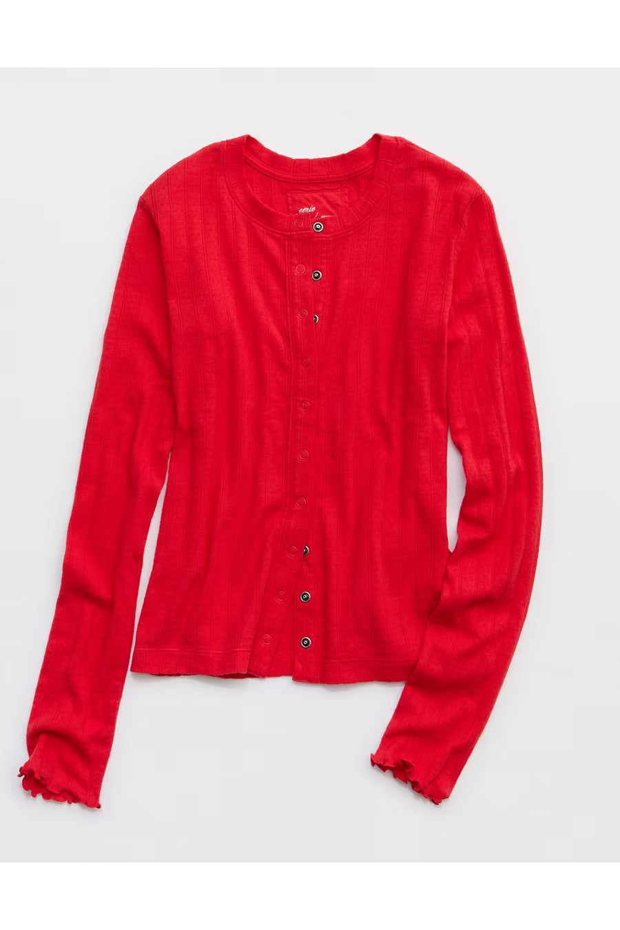 Aerie Pointelle Cardi T-Shirt Women's Bright Red XS | American Eagle Outfitters (US & CA)