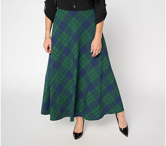 Make Your Selection: Joan Rivers Regular Biased Plaid Maxi Skirt with Hidden Zipper | QVC