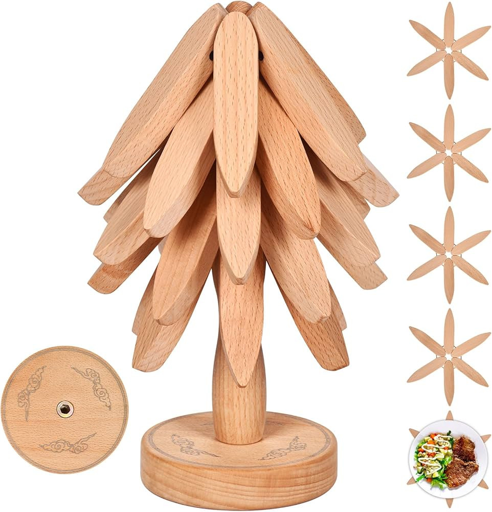 Wooden Trivets for Hot Dishes， Tree Shape Trivet Set,Trivets for Hot Dishes Store Like a Christ... | Amazon (US)