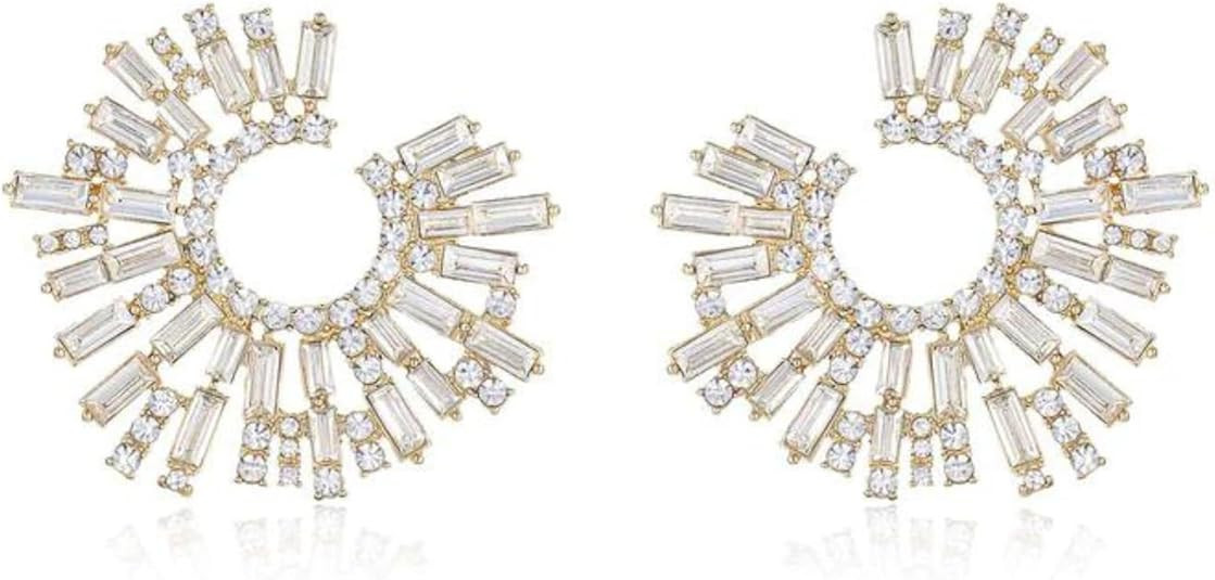 Ettika Gold Earrings For Women. Stud Earrings, Hoops. Opulent Green Crystal Stardust 18k Gold Pla... | Amazon (US)