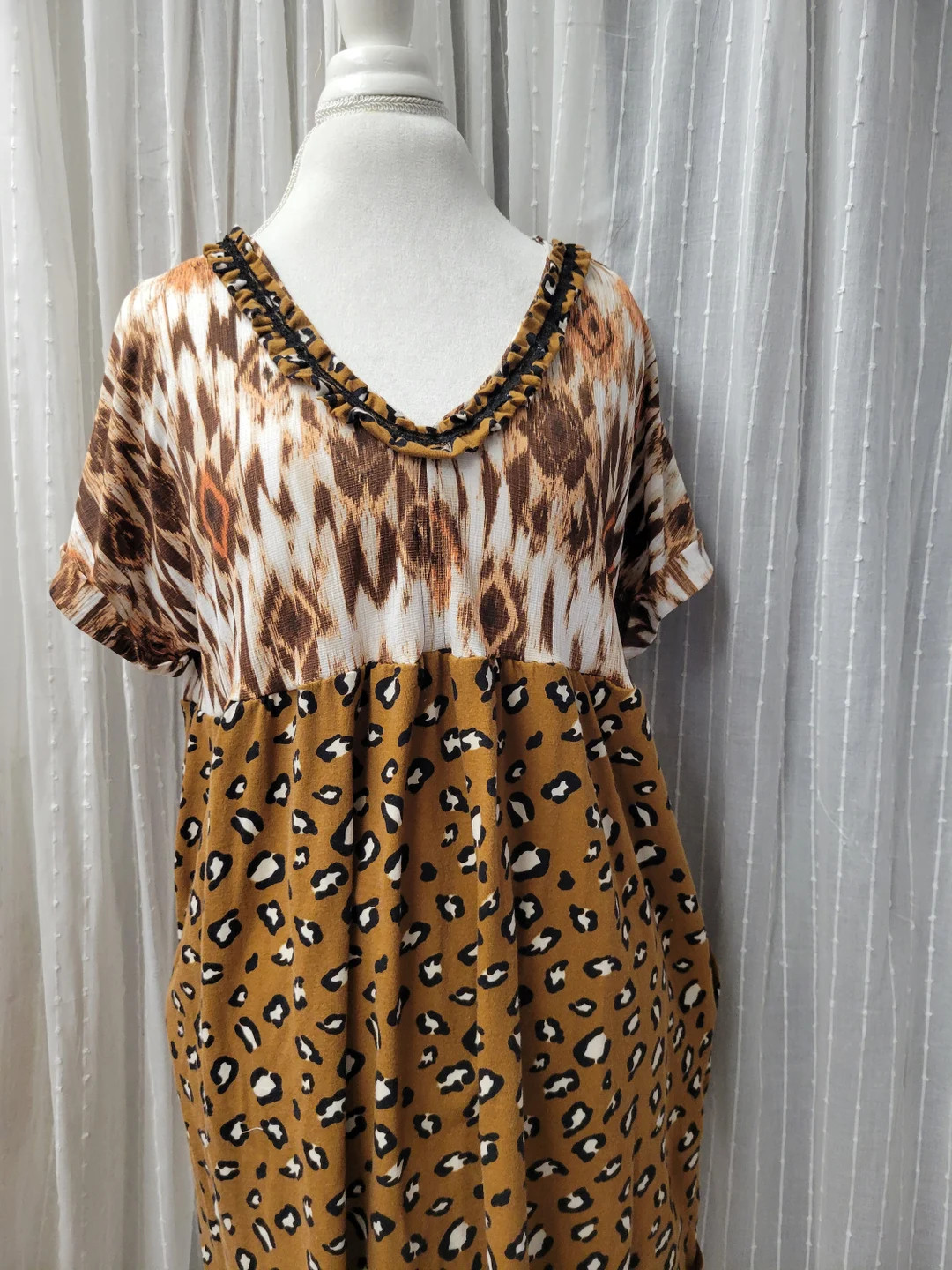 Abstract & Leopard Print Upcycled Shirt Tunic Dress Size XL - Etsy | Etsy (DACH)