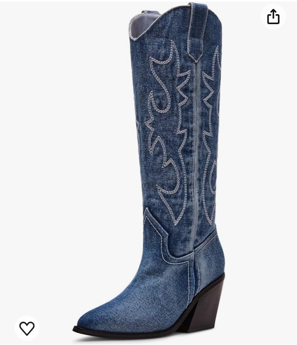 Denim western Boots 

#LTKsalealert #LTKSeasonal #LTKfindsunder50