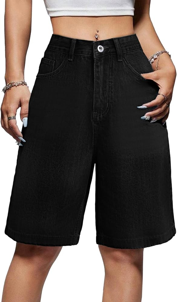 EMMIOL Women Jorts Baggy Jeans Shorts Knee Length High Waisted Denim Y2K Bermuda Shorts Summer Ho... | Amazon (US)