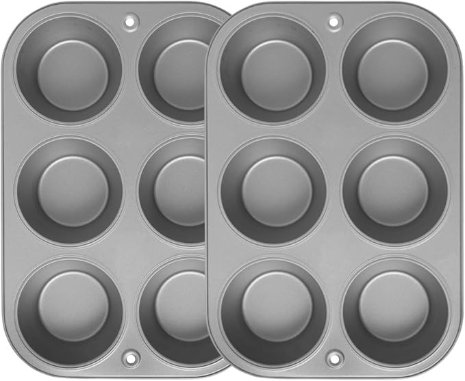 OvenStuff Set of Two Nonstick 6-cup Jumbo Muffin Pan, Gray, HG236-AZ | Amazon (US)