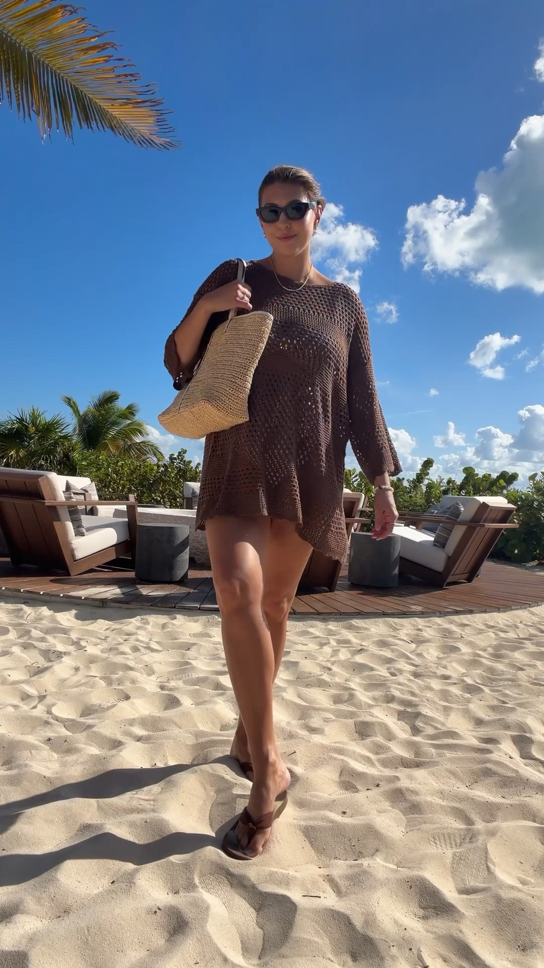 This cover-up is such an easy beach-to-lunch piece 🤎 Lightweight, breezy, and just sheer enough over a swimsuit. I love how relaxed it feels while still looking pulled together with sandals + a straw tote.

Sharing a Cupshe discount for you 👇
✨ Berez15 for 15% off orders over $70
✨ Berez20 for 20% off orders over $135

Linked here 🏝️

Keywords:
Cupshe cover up | beach cover up | crochet cover up | vacation outfit | resort wear style | beach outfit ideas | swimsuit cover up | neutral beach look | summer resort outfit | poolside style

#LTKootd #LTKSeasonal #LTKTravel
