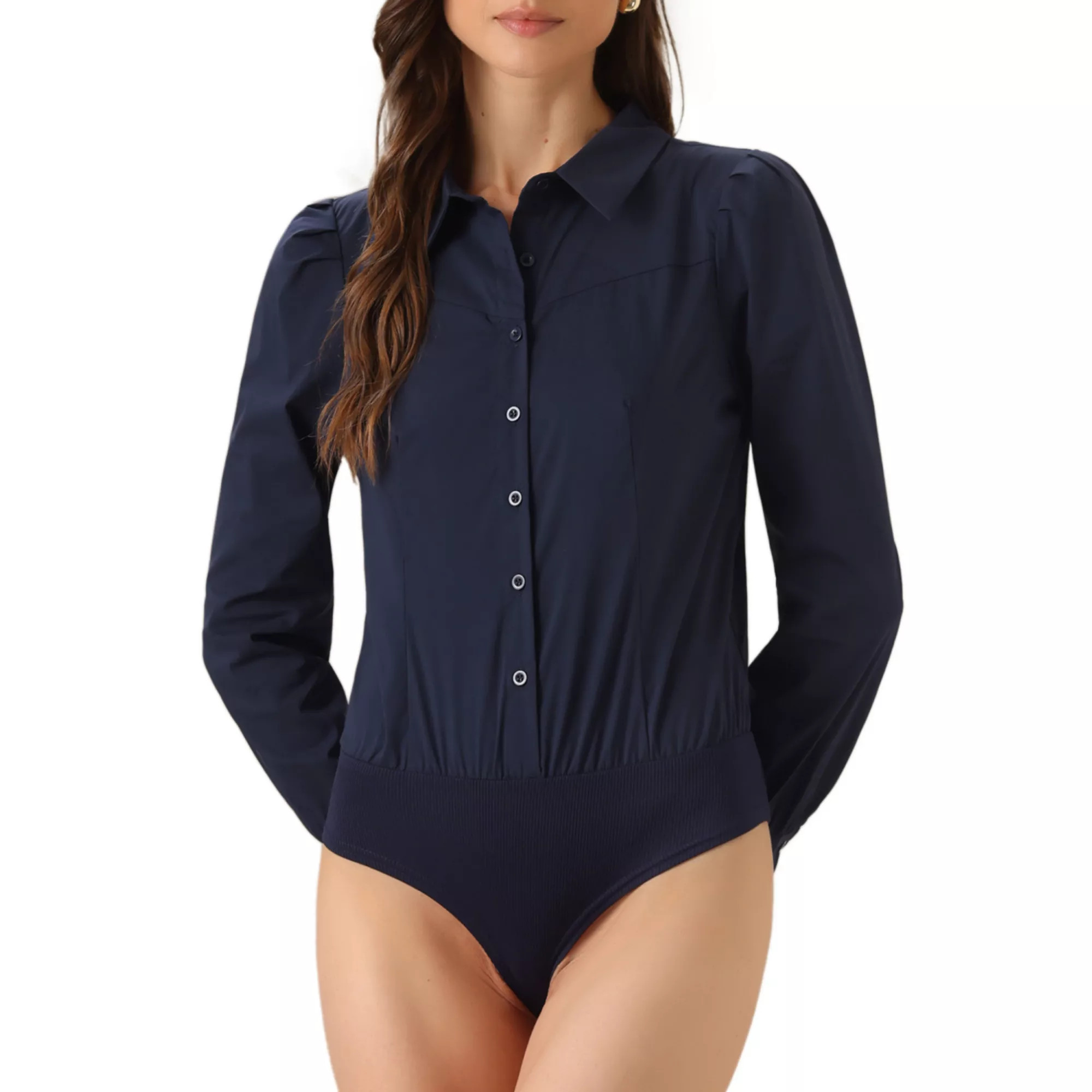 Leotard Shirt for Women Collared Business Casual Button Down Long Sleeves Bodysuit Top | Kohl's