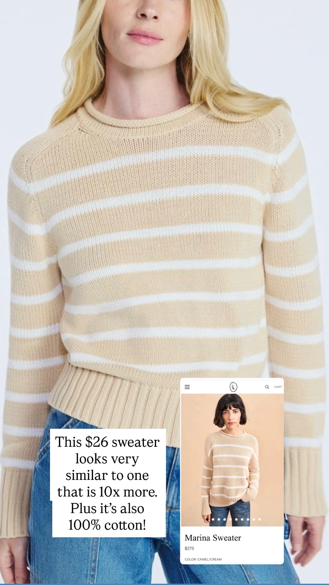Walmart cotton sweater looks very similar to LaLigne Marin sweater. Such a gorgeous look for less! 

Affordable fashion 

#LTKootd #LTKFindsUnder50 #LTKMidsize