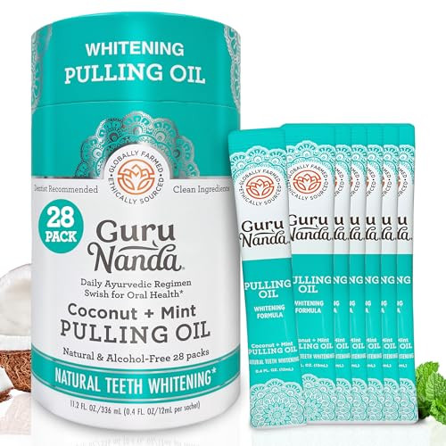 GuruNanda Oil Pulling Travel Sachets (Pack of 28) - 100% Pure Blend of Coconut & 7 Essential Oils with Vitamins - Supports Fresh Breath & Oral Health | Amazon (US)