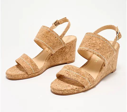 Jack Rogers Leather Adjustable Wedge Sandals - Sunset - QVC.com | QVC