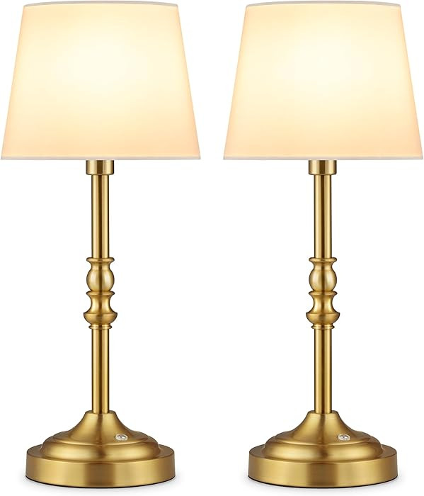 GGOYING Set of 2 Rechargeable Cordless LED Table Lamps, 4-Level Dimmer, Bronze Portable Desk Lamp... | Amazon (US)