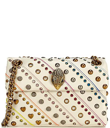 Kurt Geiger London Kensington Mini Leather Jewel Studded Crossbody Bag - Bone | Dillard's