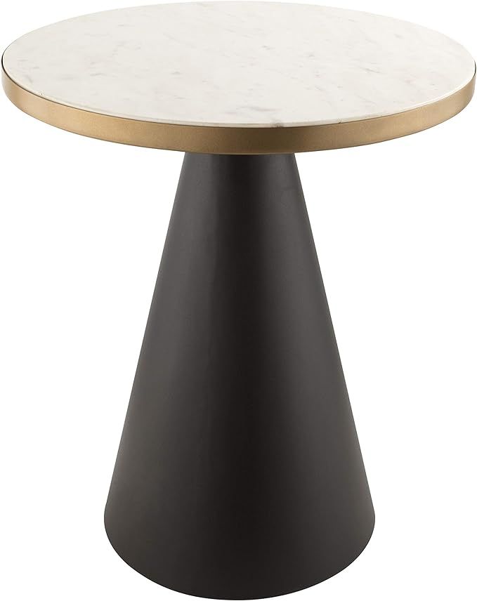 Tov Furniture Richard White Marble Top with Black Conical Base Occasional Table (Side Table) | Amazon (US)
