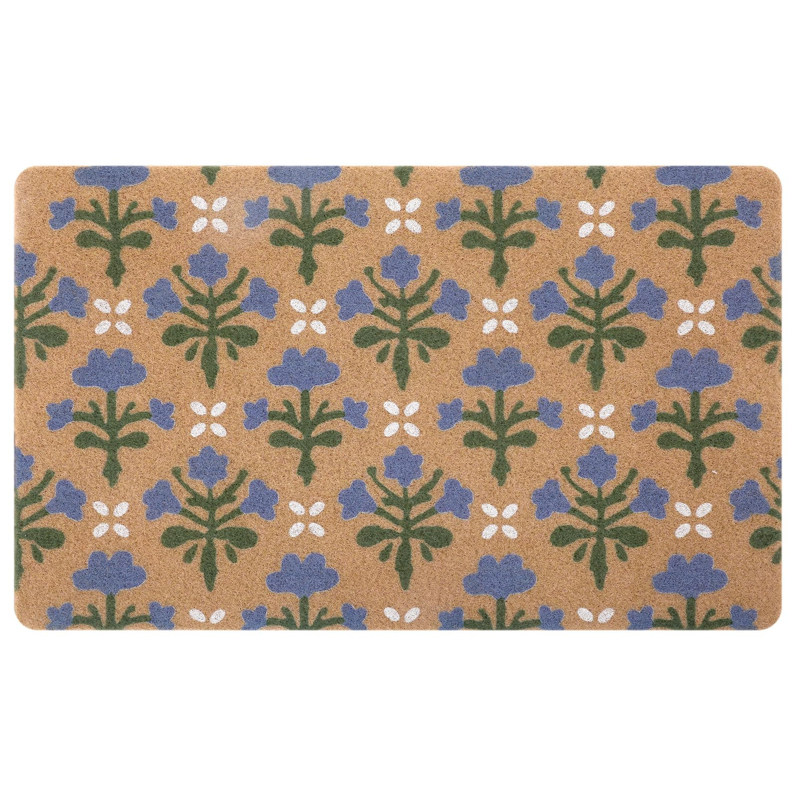 Nuanchu Block Printed Coir Doormat, 18x30 Inch, Spring Floral Coconut Scraper Mat with Non-Slip P... | Amazon (US)