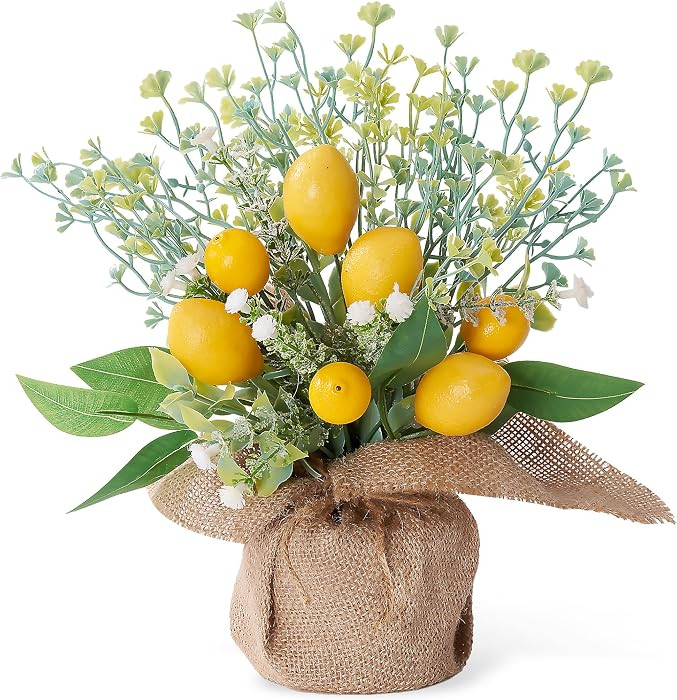 Lemon Decor, 1 Pcs Farmhouse Rustic Lemon Kitchen Decor, Summer Centerpieces for Tables, Fake Art... | Amazon (US)