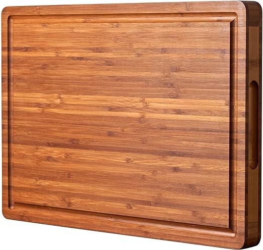 Large Wood Cutting Board for Kitchen, 1” Thick Bamboo Cheese Charcuterie Board, Butcher Choppin... | Amazon (US)