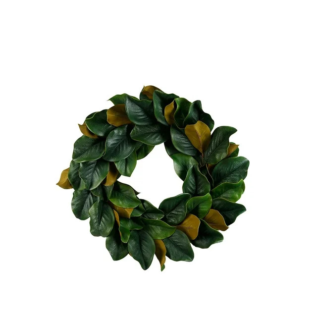 Serene Spaces Living Artificial Green Magnolia Leaf Wreath | Walmart (US)