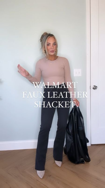 Faux leather shacket size small, ribbed long sleeve layering top size small $7.98 & available in many colors! Black denim
Split hem jeans i sized up one size to a 4 im 5’2” and wearing heeled booties! The black denim jeans are the same ones I’m wearing as the girl in the purple shirt 

#LTKfindsunder50 #LTKSeasonal #LTKHoliday