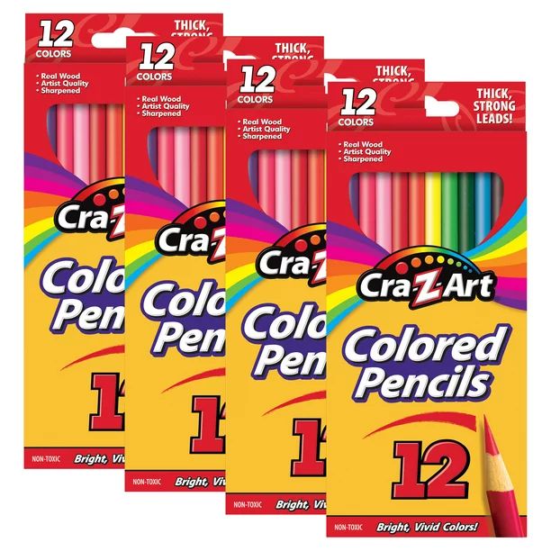 (4 pack) Cra-Z-Art Colored Pencils, 12 Count, Beginner Child to Adult, Back to School Supplies | Walmart (US)