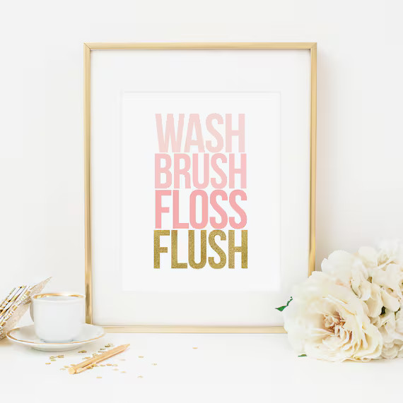 Bathroom Rules Printable Wash Brush Floss Flush Kids Bathroom | Etsy | Etsy (US)
