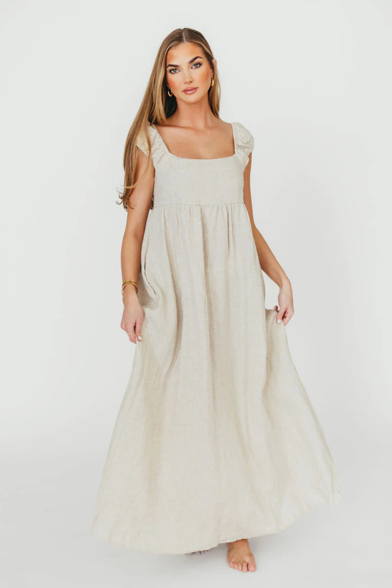 Novella 100% Linen Maxi Dress in Linen - Bump Friendly | Worth Collective