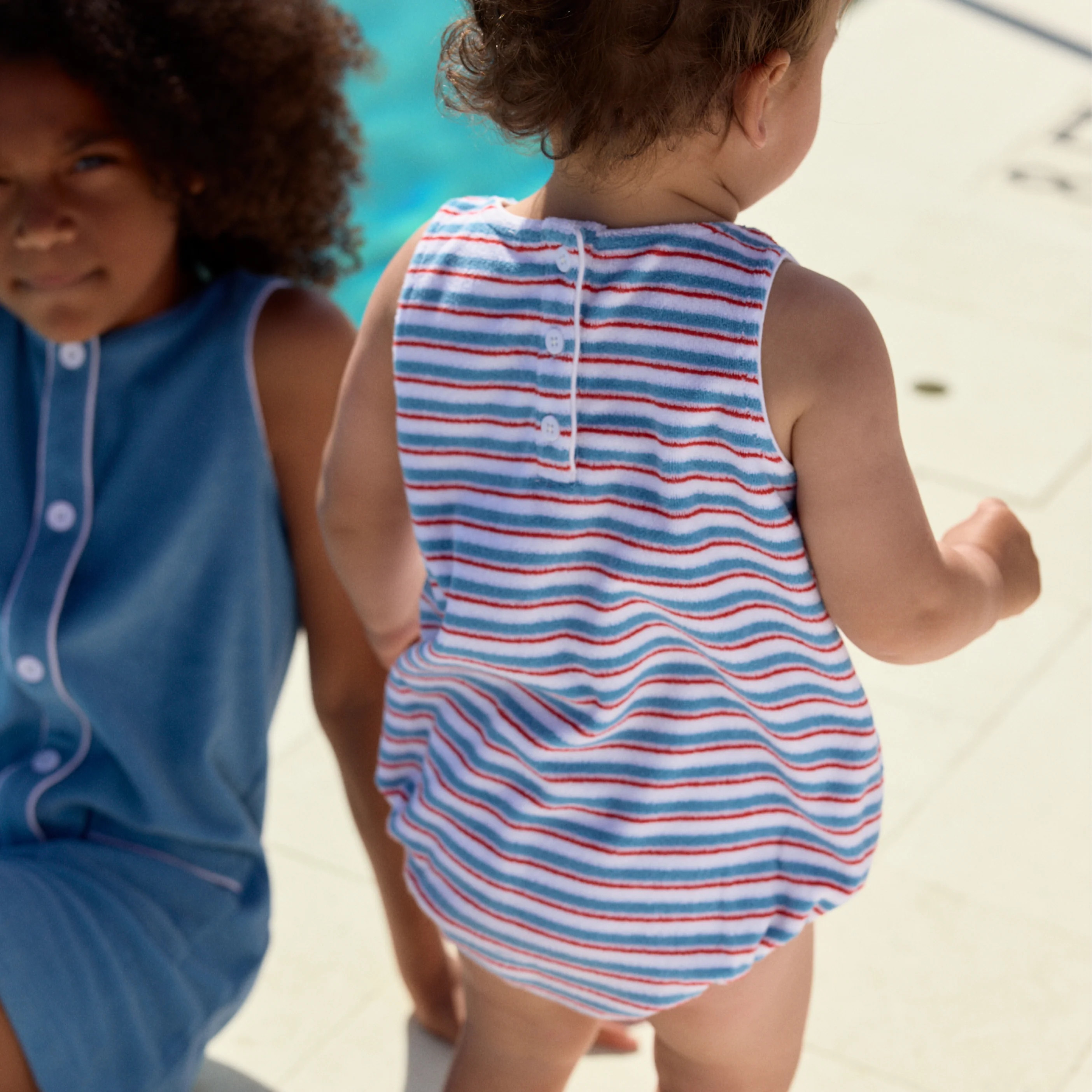 baby jetty stripe french terry bubble romper | Minnow