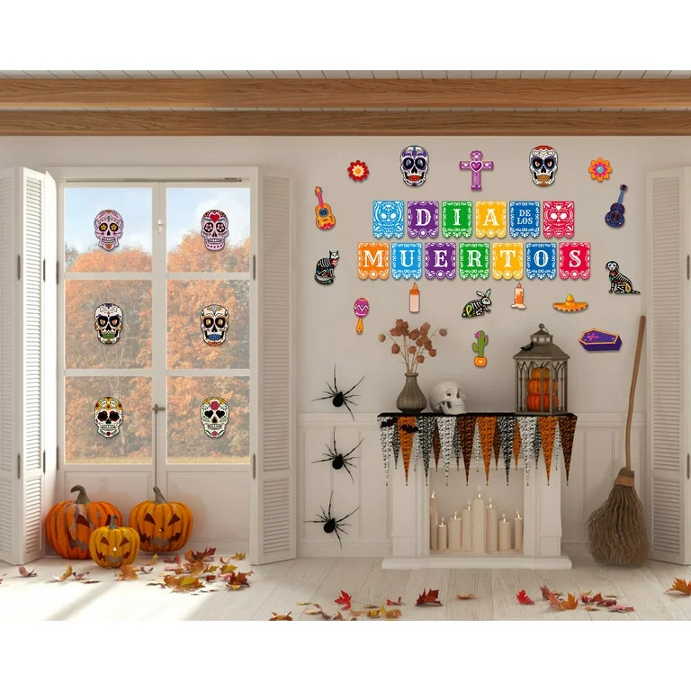 WaaHome Day of The Dead Decorations Halloween Cutouts Sugar Skull Decor Cutout Dia De Los Muertos... | Walmart (US)