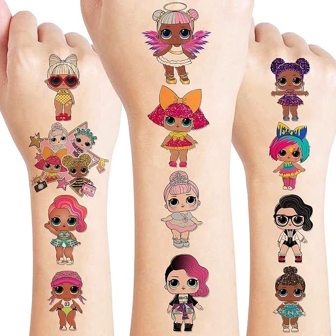 Little Girl Temporary Tattoos Birthday Themed Party Supplies Decoration Favors Surprise Toy 8 She... | Amazon (US)