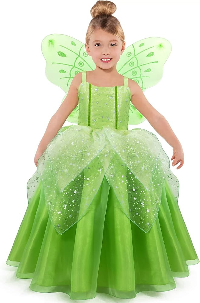 Princess Costume for Girls Fancy Fairy Halloween Party Dress Up Toddler Baby Tale Role Play Green... | Amazon (US)